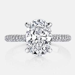 1.55 Carats Sparkling Oval Genuine Diamond Solitaire Ring With Accents
