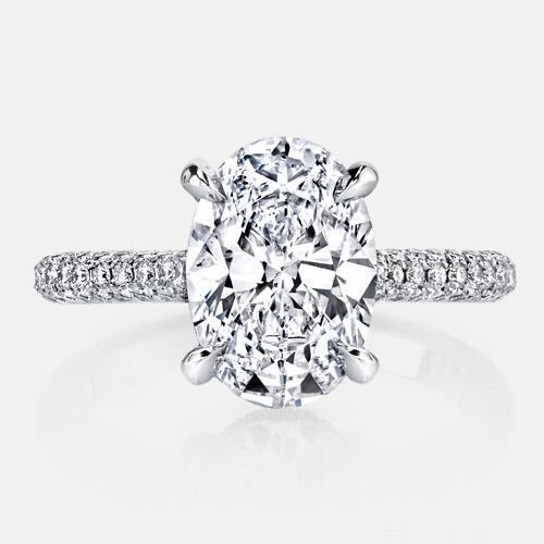 1.55 Carats Sparkling Oval Genuine Diamond Solitaire Ring With Accents