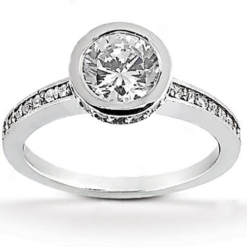 1.55 Ct. Hidden Halo Real Natural Earth Mined Diamonds Women Engagement Ring With Accents