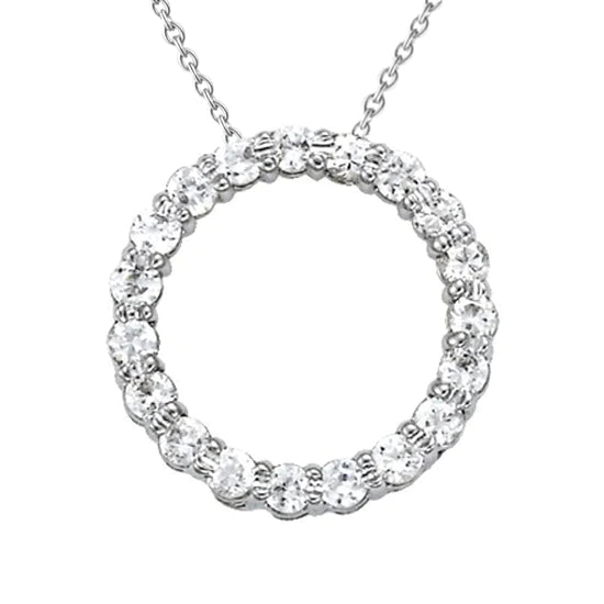 1.55 Ct. Round Real Diamond Circle Pendant Without Chain White Gold 14K