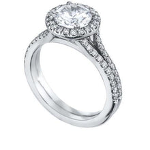 1.56 Carats Real Round Diamond Halo Ring White Gold 14K