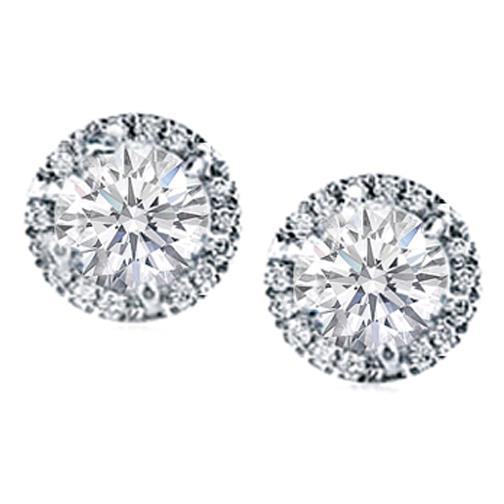 1.56 Ct Prong Set Natural Round Halo Diamond Stud Earrings