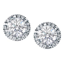 1.56 Ct Prong Set Natural Round Halo Diamond Stud Earrings