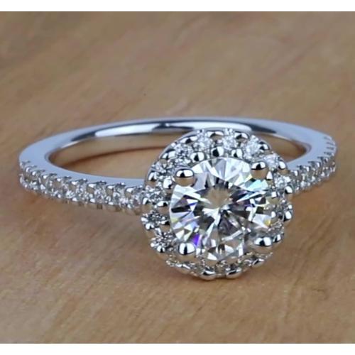 1.58 Carats Halo Round Real Diamond 