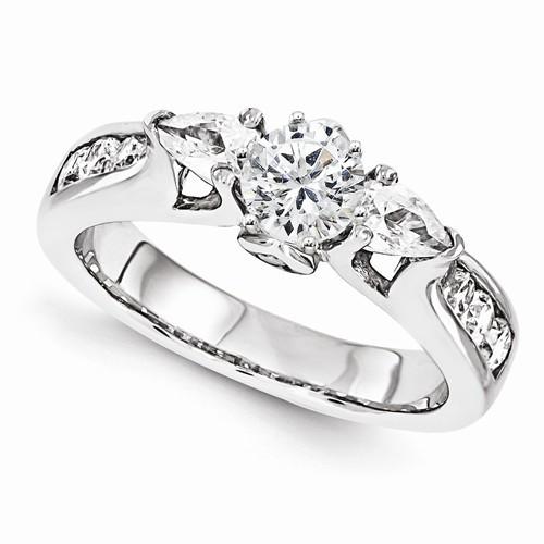 1.58 Carats Real Diamond Engagement Fancy Three Stone Style Ring White Gold