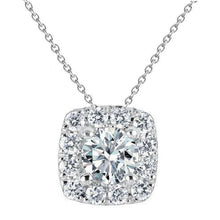 1.6 Ct Real  Round Halo Diamond Necklace Pendant