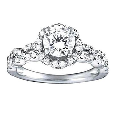 1.60 Carat Genuine Diamond Solitaire Ring With Accents White Gold 14K