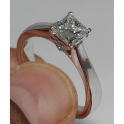 1.60 Carat Princess Cut Real Diamond Engagement Ring White Gold
