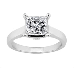 1.60 Carat Princess Solitaire Natural Diamond Engagement Ring