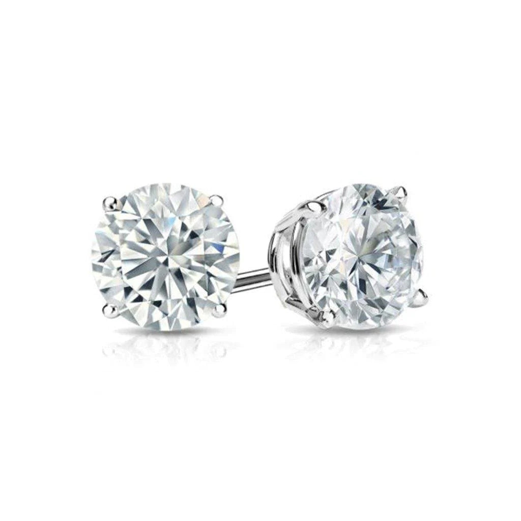 1.60 Carat Real Diamond Stud Earrings Gold Solid White Gold 14K