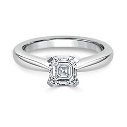 1.60 Carats Asscher Real Diamond Solitaire Ring 4 Prongs White Gold 14K