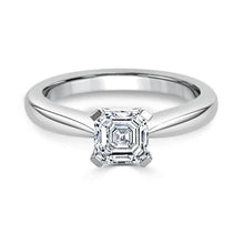 1.60 Carats Asscher Real Diamond Solitaire Ring 4 Prongs White Gold 14K