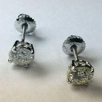 1.60 Carats Genuine Round Diamond Stud Earrings