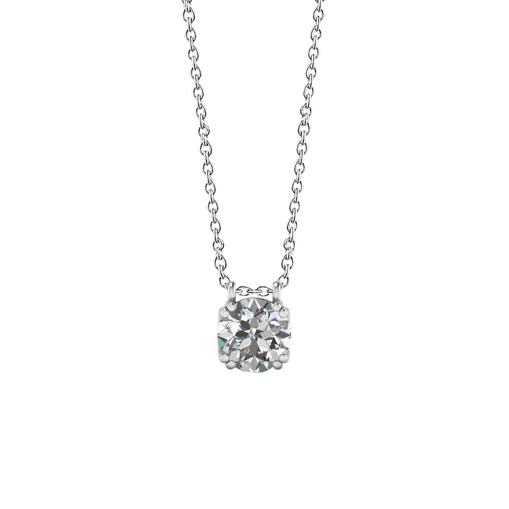 1.60 Ct F Vs1 Solitaire Round Cut Real Diamond Pendant Necklace