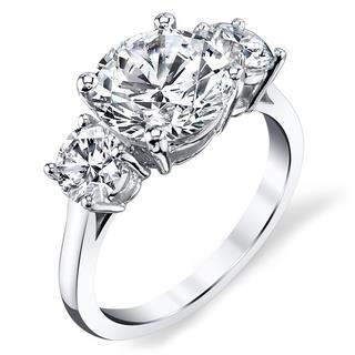 1.60 Ct Real Diamond Three Stone Wedding Ring 14K White Gold