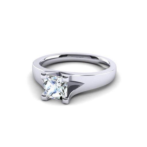 1.60 Ct Solitaire Princess Cut Real Diamond Engagement Ring