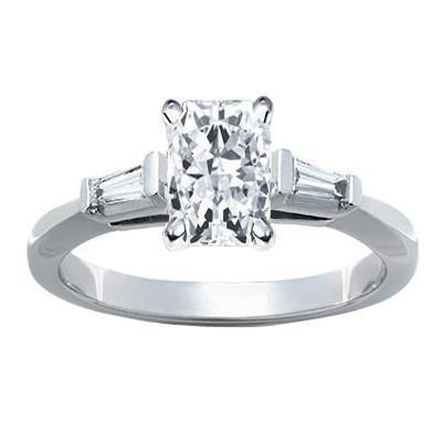 1.61 Carat Real Diamond Three Stone Engagement Ring White Gold 14K