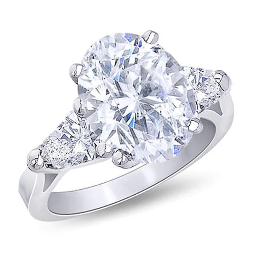1.61 Ct. Oval Center Real Diamond Women Ring 3 Stone Jewelry White Gold New