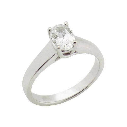 1.65 Carat Oval Cut Real Diamond Solitaire Ring White Gold