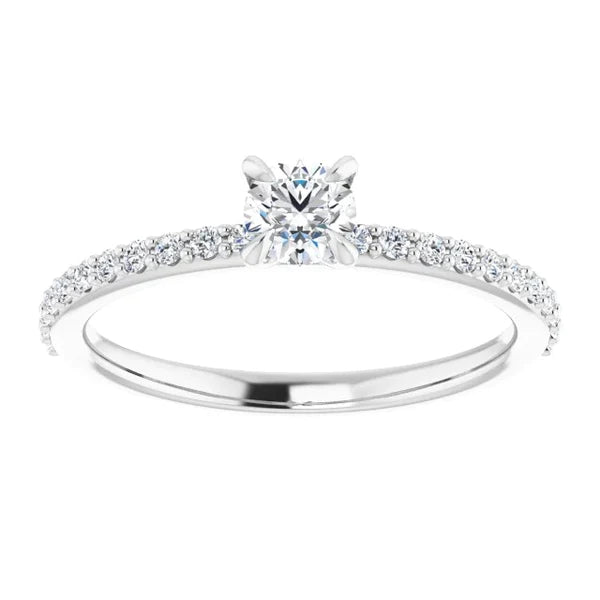 1.65 Carats Real Diamond Engagement Ring Four Prong White Gold 14K
