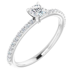 1.65 Carats Real Diamond Engagement Ring Four Prong White Gold 14K