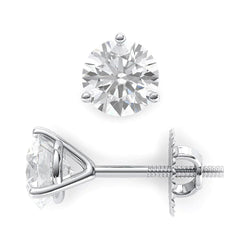 1.65 Carats Solitaire Natural Round Diamond Stud Earring White Gold 14K