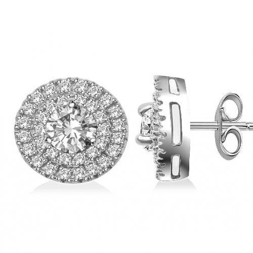 1.68 Ct Round Natural Diamond Double Halo Women Earrings