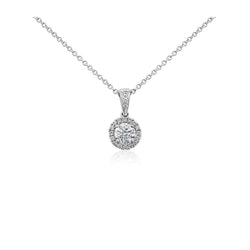 1.69 Carats Round Cut Real Diamond Pendant Necklace New White Gold 14K