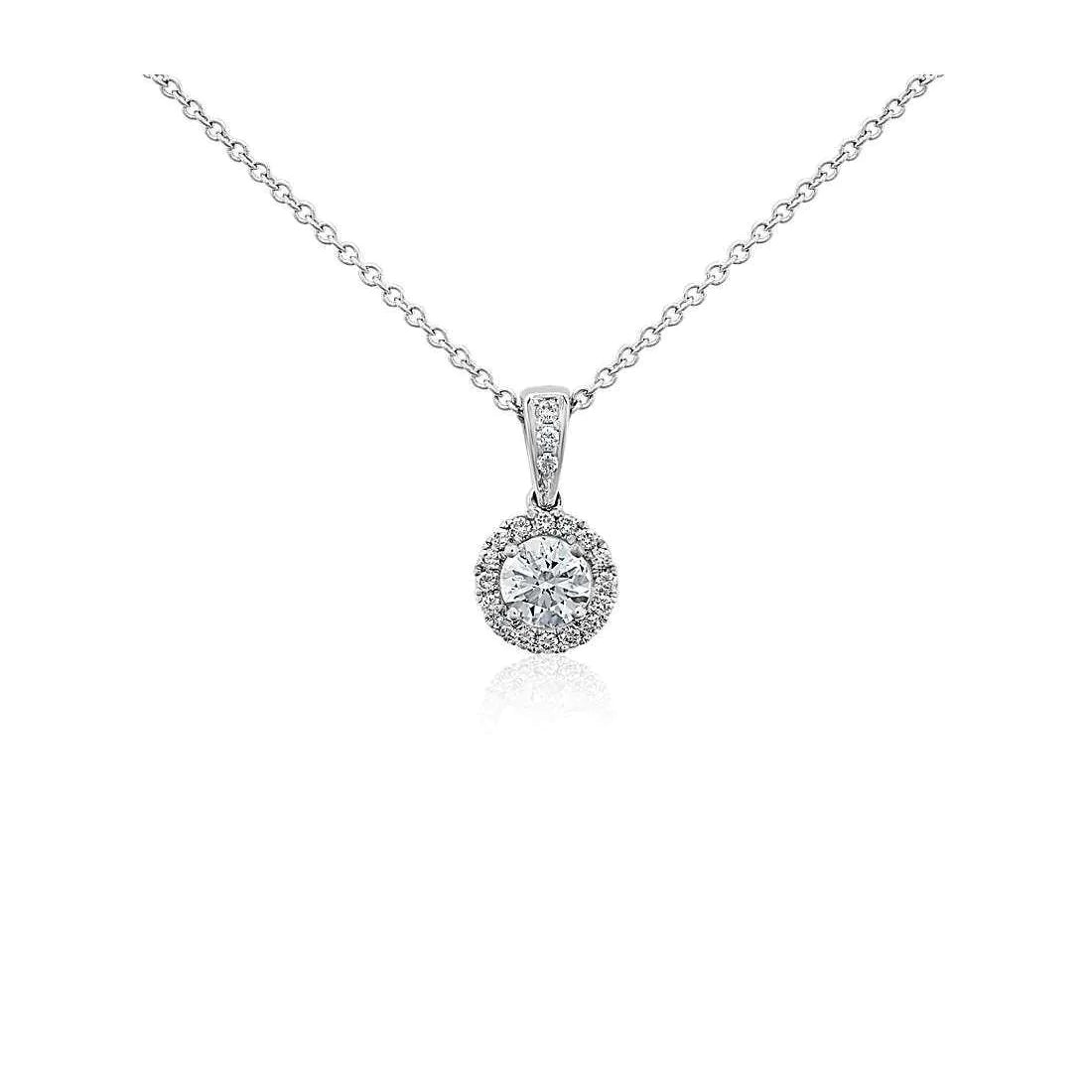 1.69 Carats Round Cut Real Diamond Pendant Necklace New White Gold 14K