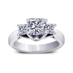 1.70 Carat Three Stone Style Princess Real Diamond Anniversary Ring New