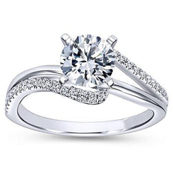 1.70 Carats Real Sparkling Diamond Ring With Accents 14K White Gold New