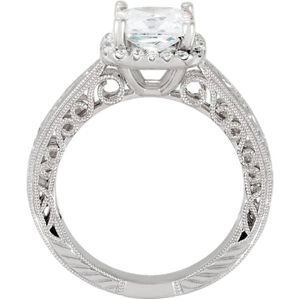 1.71 Carats Cushion Natural Diamond Engagement Halo Ring Solid White Gold 14K