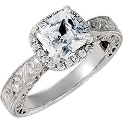 1.71 Carats Cushion Natural Diamond Engagement Halo Ring Solid White Gold 14K