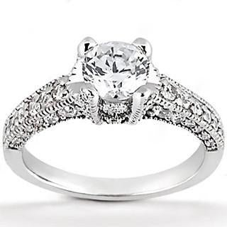 1.71 Ct Natural Diamond Solitaire With Accents Gold Engagement Ring