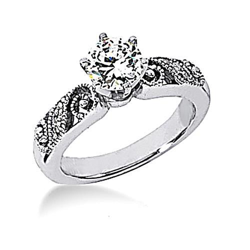 1.74 Carats Natural Diamond Engagement Ring Set Vintage Style 