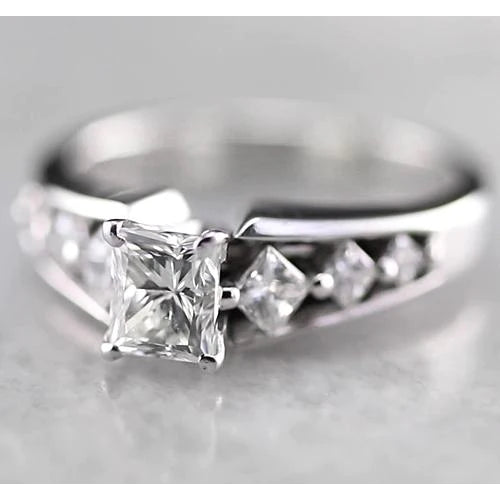 1.75 Carats Princess Real Diamond Engagement Ring