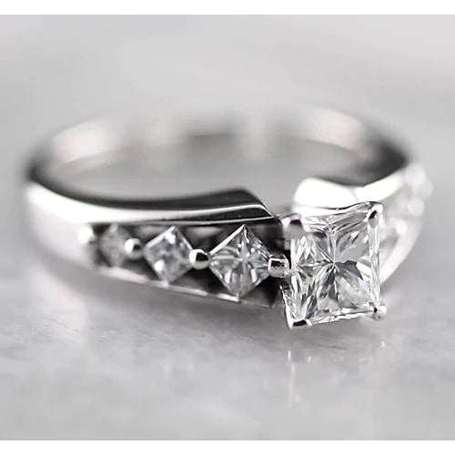 1.75 Carats Princess Real Diamond Engagement Ring