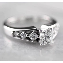 1.75 Carats Princess Real Diamond Engagement Ring