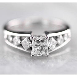 1.75 Carats Princess Real Diamond Engagement Ring
