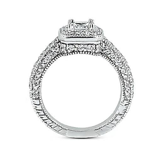 1.75 Carats Real Diamond Engagement Ring Pave Setting Milgrain Jewelry New