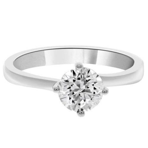 1.75 Carats Real Women Solitaire Round Diamond Engagement Ring White Gold