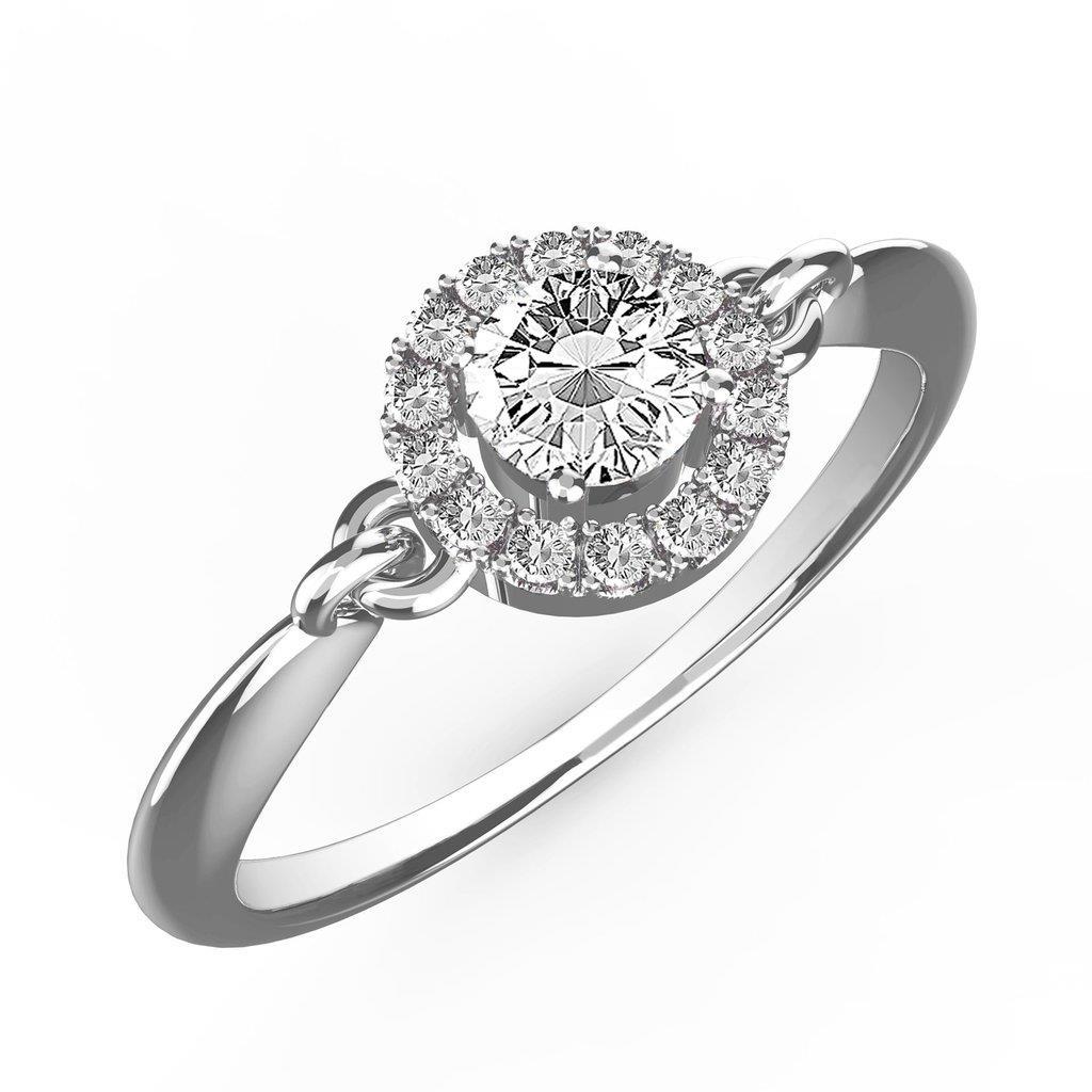 1.75 Carats Round Halo Real Diamond Ring White Gold 14K