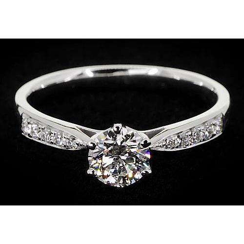 1.75 Carats Round Natural Diamond Engagement Ring White Gold 14K