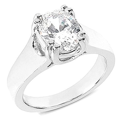 1.75 Carats Solitaire Oval Real Diamond Engagement Ring