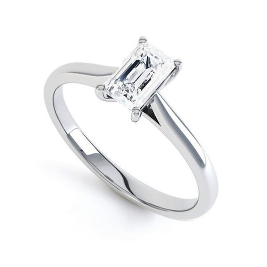 1.75 Carats Sparkling Emerald Genuine Diamond Solitaire Ring White Gold 14K