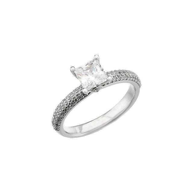 1.75 Carats White Gold Real Diamond Accented Engagement Ring