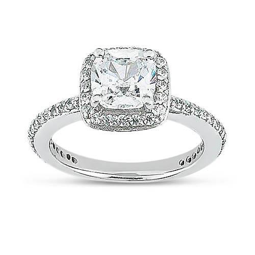 1.75 Ct Cushion Natural Round Diamond Halo Ring