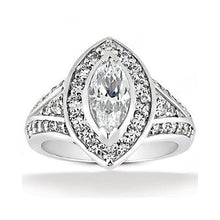 1.75 Ct Marquise Real Natural Earth Mined Diamond Halo Wedding Ring