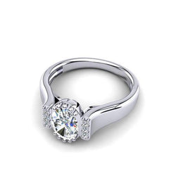 1.75 Ct Oval And Round Cut Mined Diamonds Ring White Gold 14K