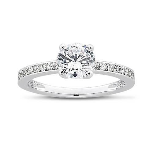 1.75 Ct Round Real Diamond White Gold Solitaire With Accents Ring